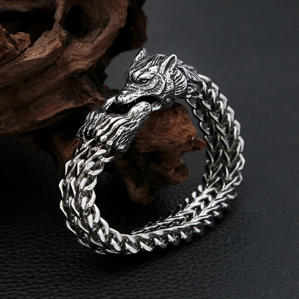 Viking Wolf Head Bracelet