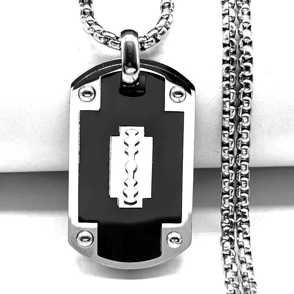 Razor Blade Dog Tag Pendant
