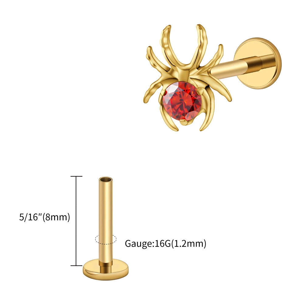 CZ Spider Flatback Cartilage Stud