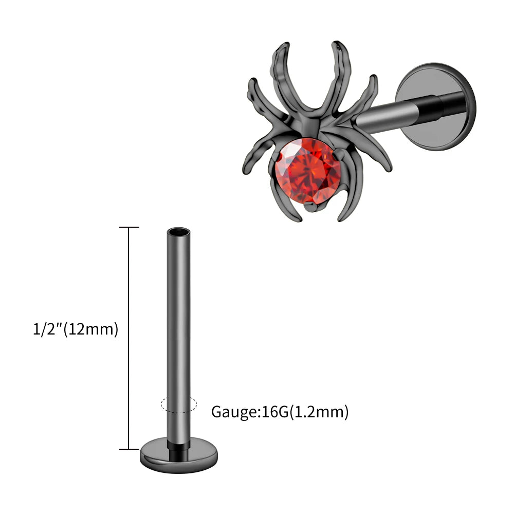 CZ Spider Flatback Cartilage Stud
