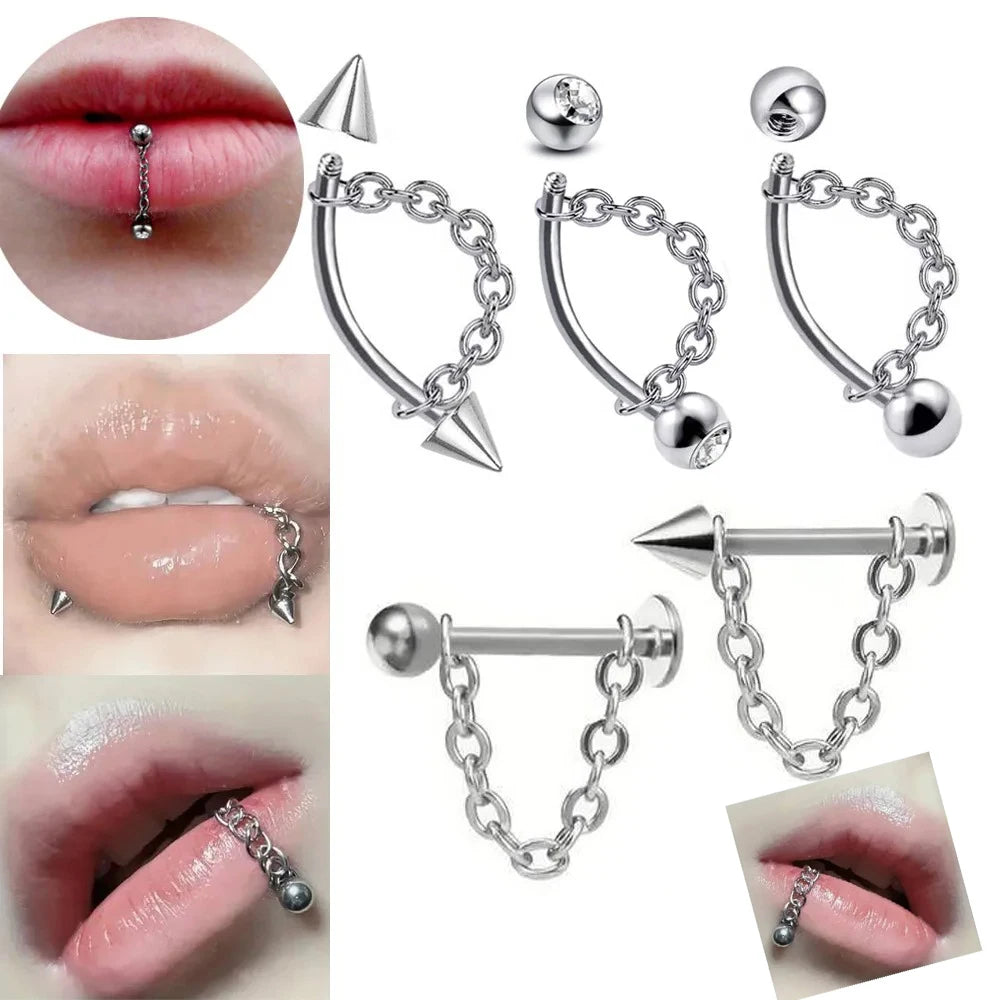 Detachable Chain Lip & Cartilage Stud