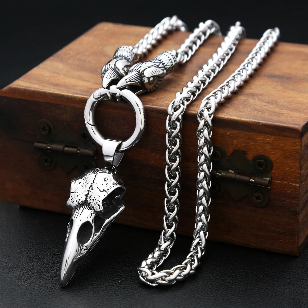 Crow Skull Pendant Necklace