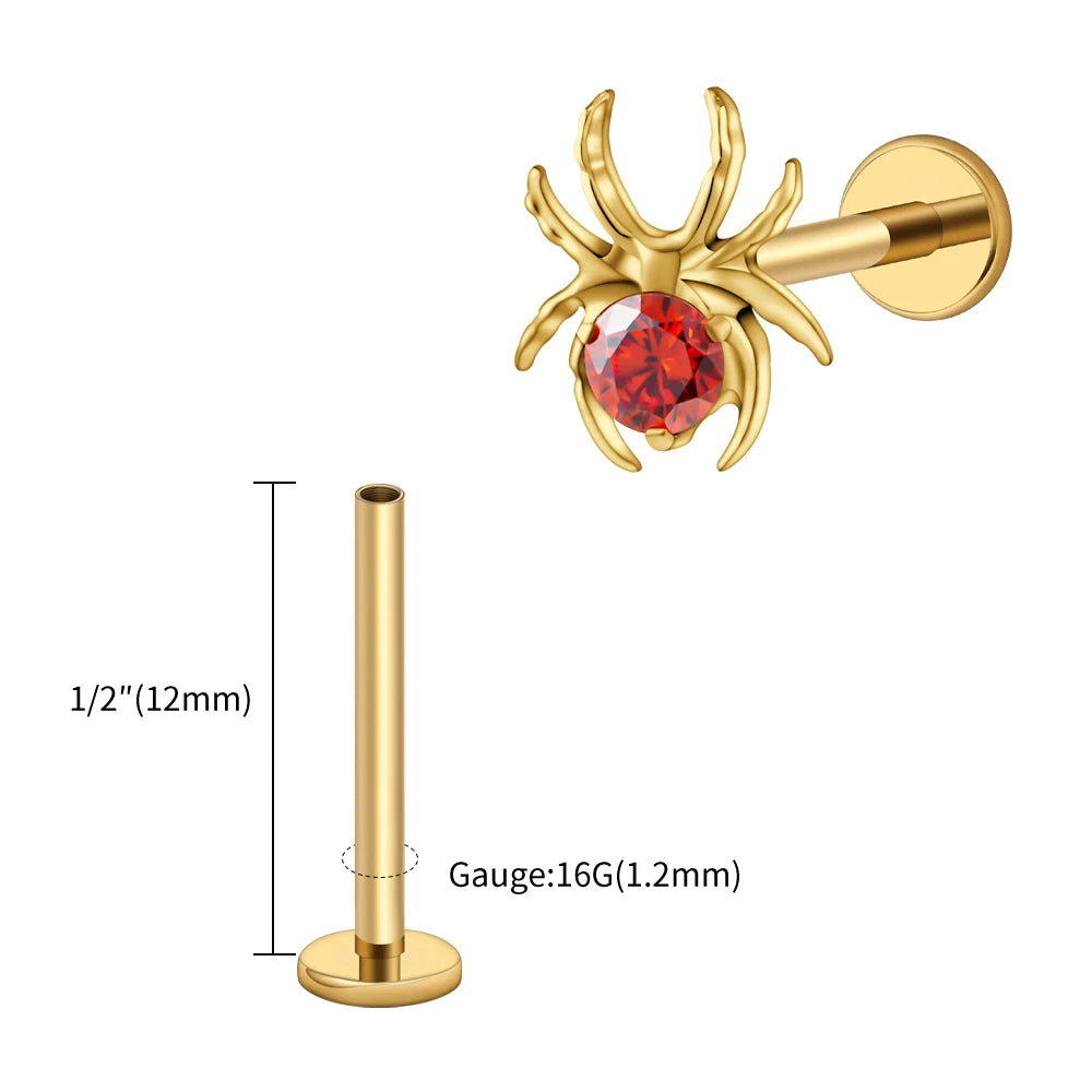 CZ Spider Flatback Cartilage Stud