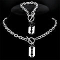Razor Blade Necklace & Bracelet Set