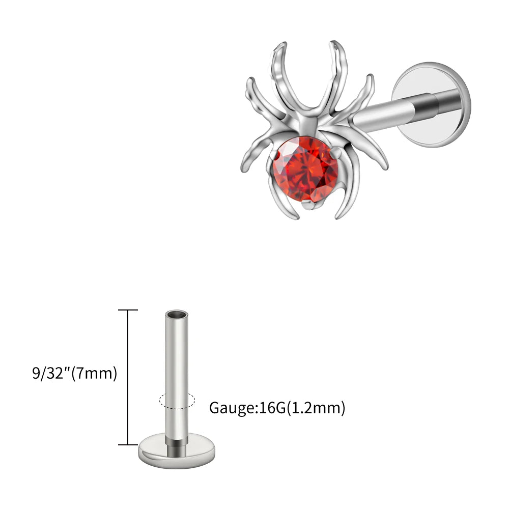 CZ Spider Flatback Cartilage Stud