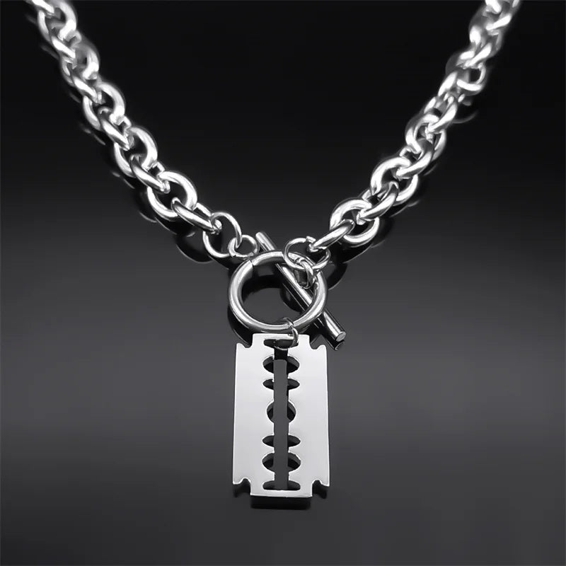 Razor Blade Necklace & Bracelet Set