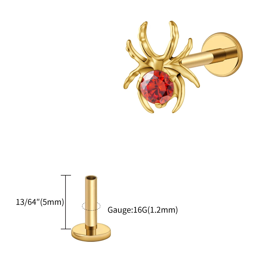 CZ Spider Flatback Cartilage Stud