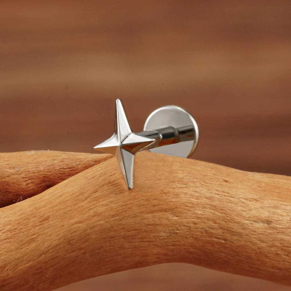 Titanium 4-Point Star Flatback Stud