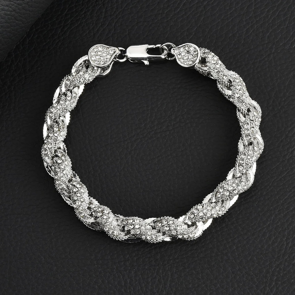 Diamond-Cut Twist Chain Necklace — 10mm Hip-Hop Gold & Silver