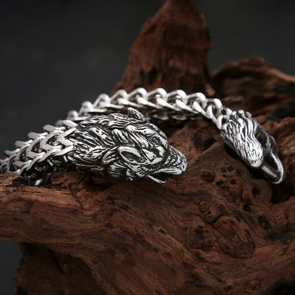 Viking Wolf Head Bracelet