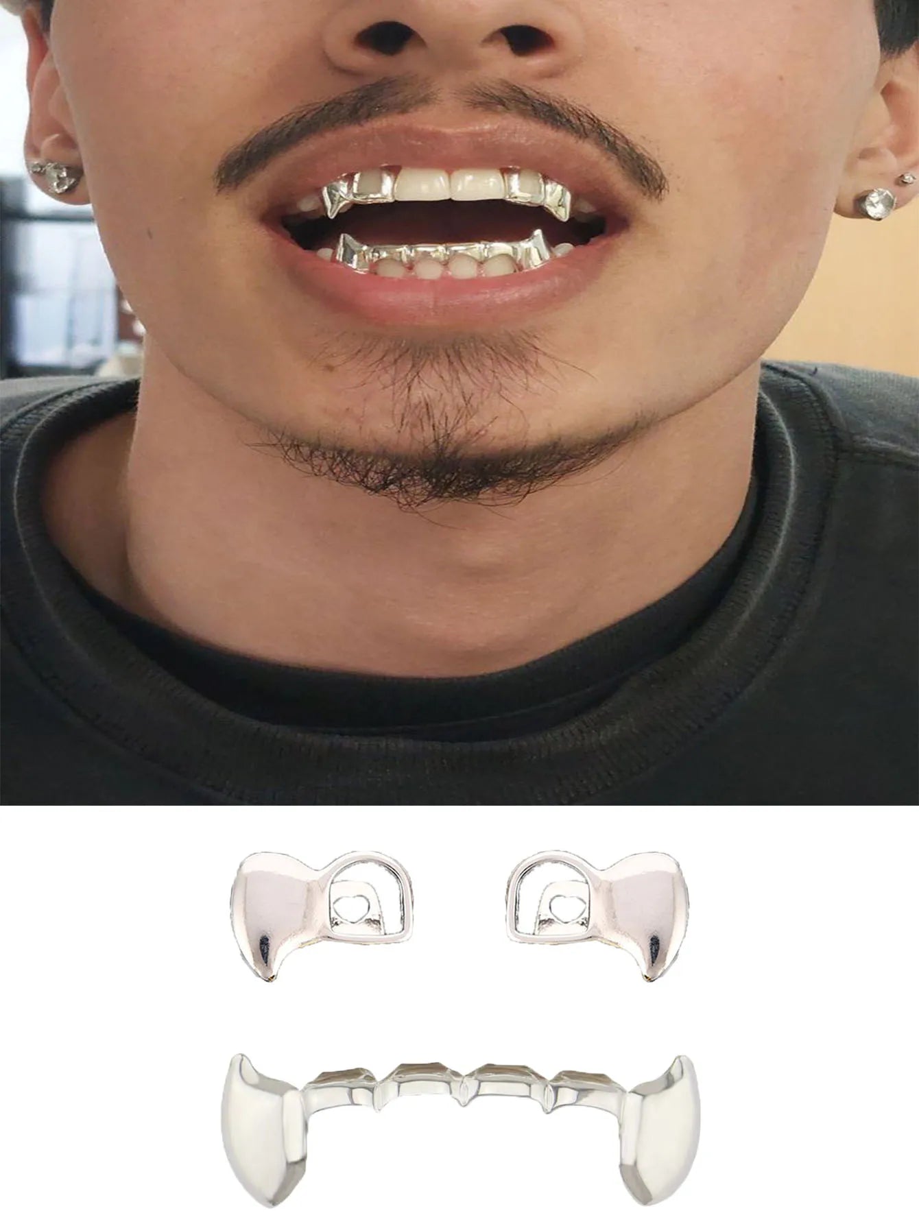 Hollowed Canine Grillz — Single-Sided Hip-Hop Tooth Cap