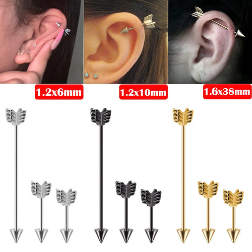 Arrow Spike Industrial Barbell & Cartilage Stud