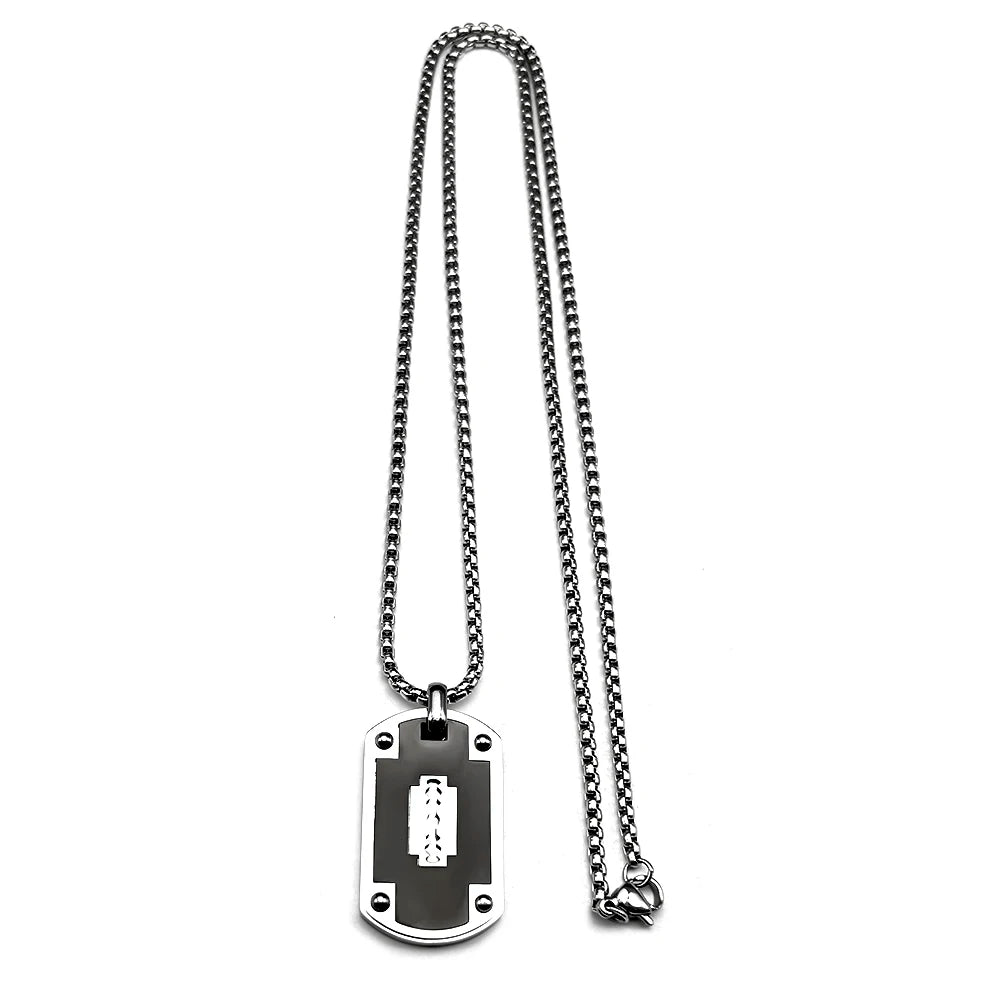 Razor Blade Dog Tag Pendant