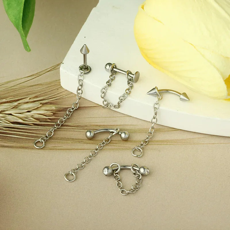 Detachable Chain Lip & Cartilage Stud