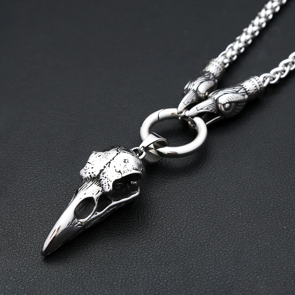 Crow Skull Pendant Necklace