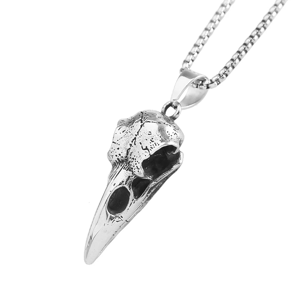 Crow Skull Pendant Necklace