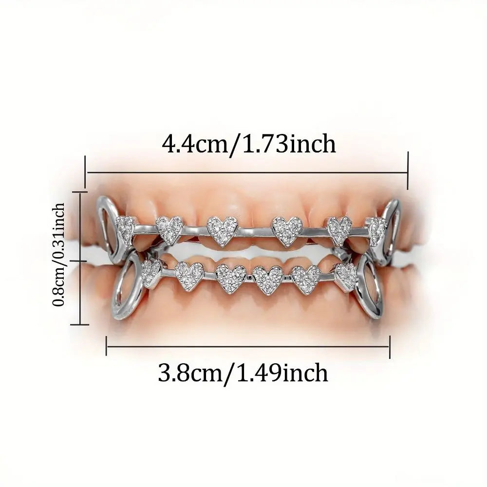Rhinestone Zircon Charm Grillz — Vacuum Plated Gold & Silver
