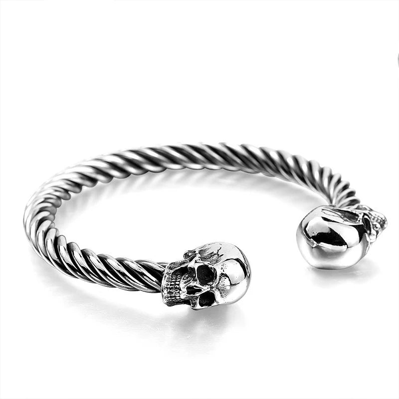 Double Skull Bangle Bracelet