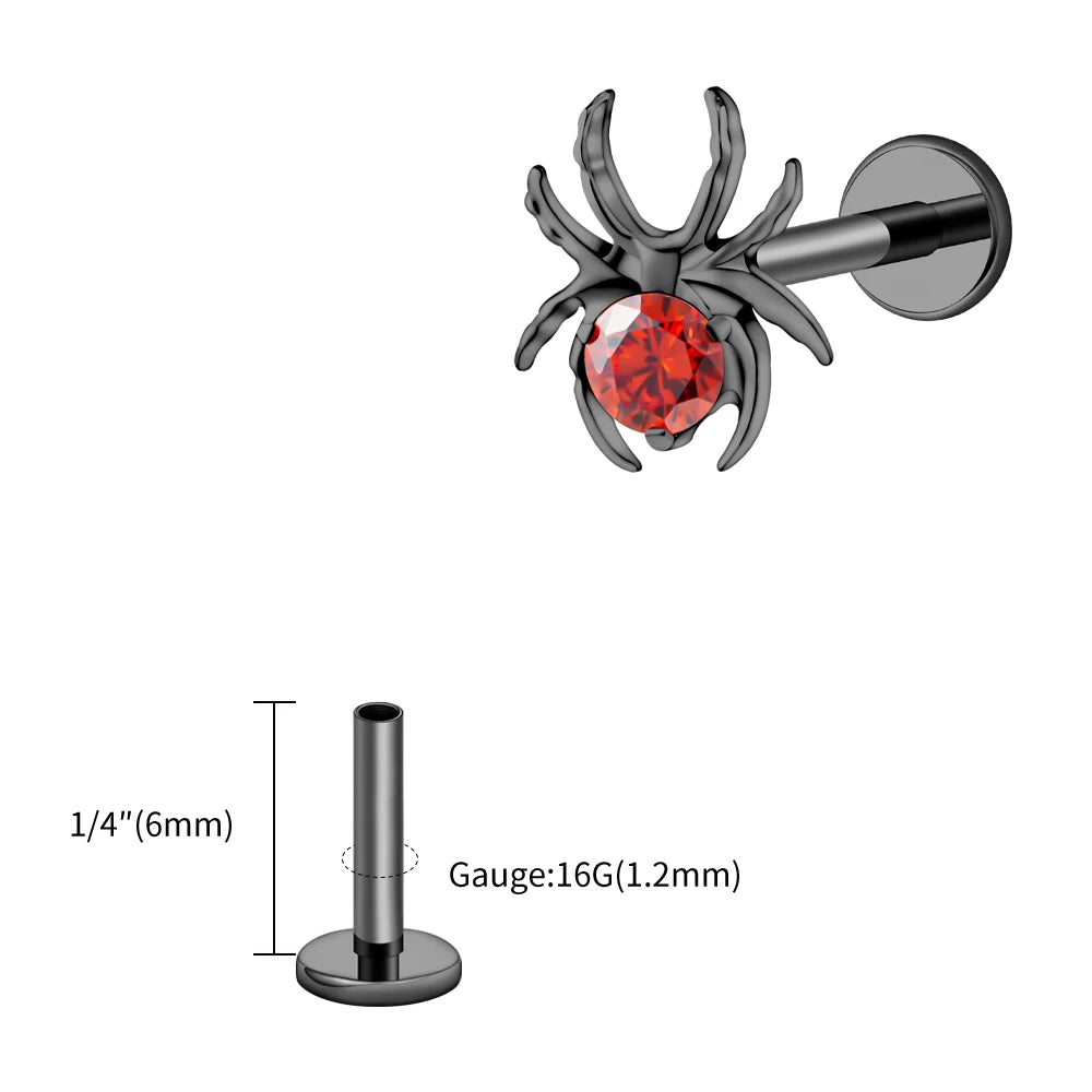CZ Spider Flatback Cartilage Stud
