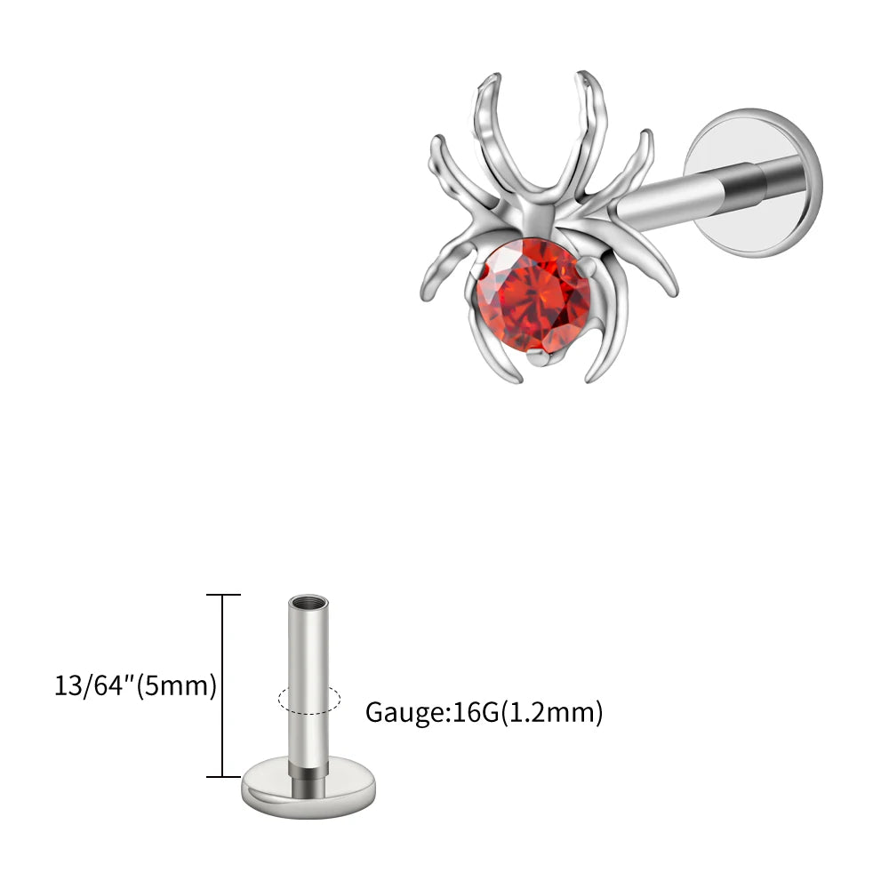 CZ Spider Flatback Cartilage Stud