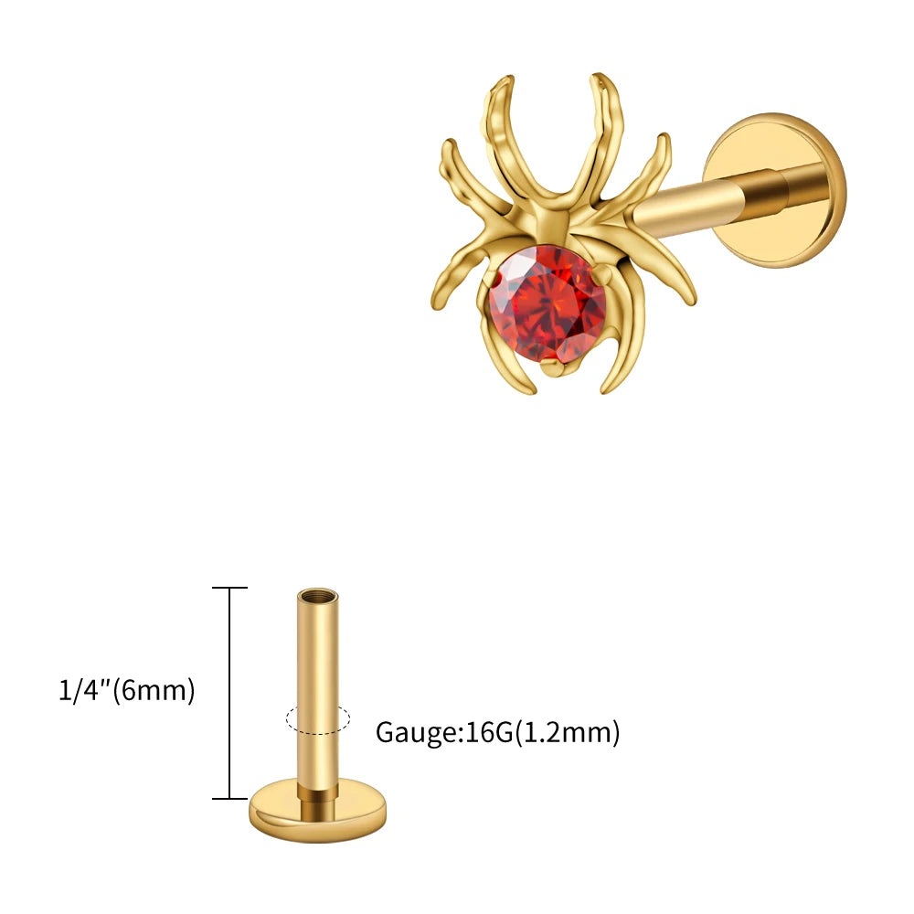 CZ Spider Flatback Cartilage Stud