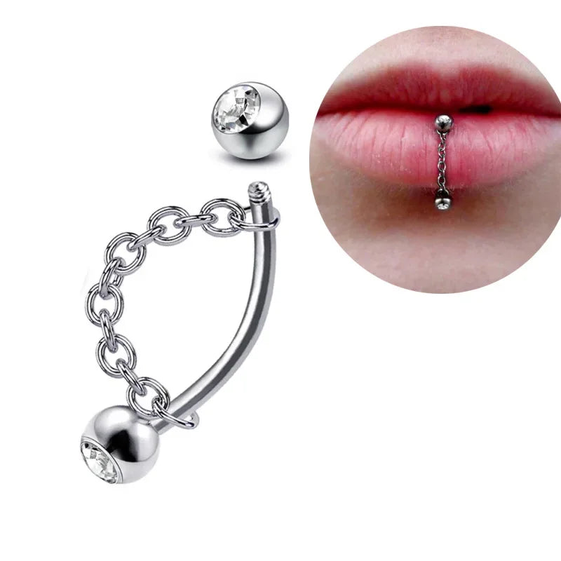 Detachable Chain Lip & Cartilage Stud