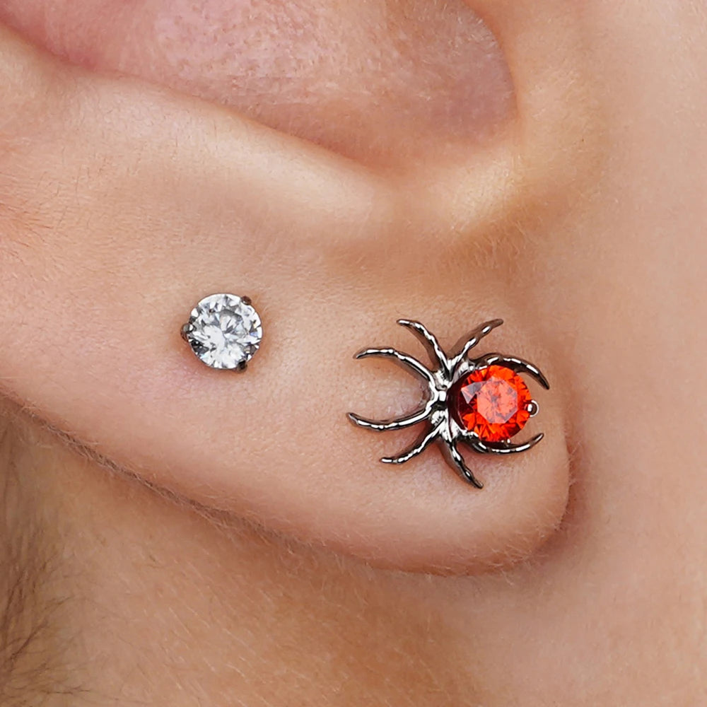 CZ Spider Flatback Cartilage Stud