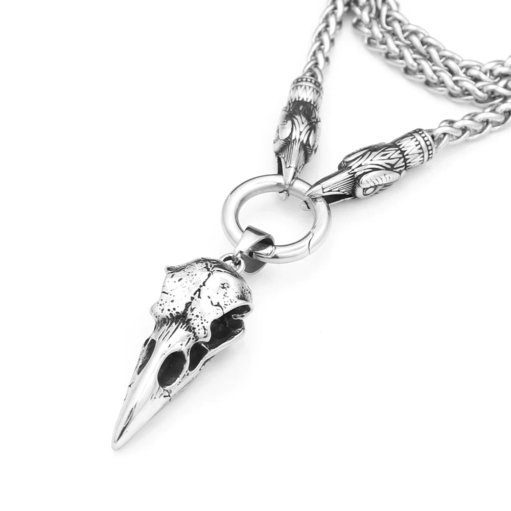 Crow Skull Pendant Necklace