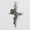 Gothic Cross with Rose Pendant