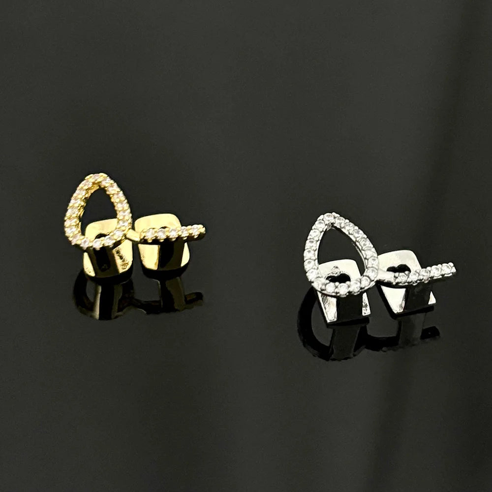 Flame Bar Zircon Grillz — 14K Gold Plated Hip-Hop Tooth Cap