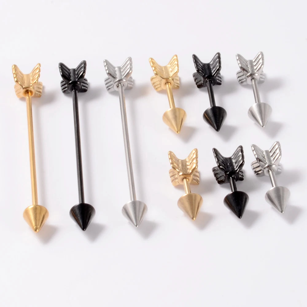 Arrow Spike Industrial Barbell & Cartilage Stud