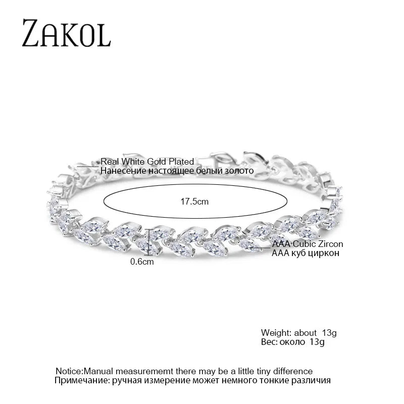 White Leaf Cubic Zirconia Cuff Bracelet
