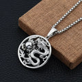 Coiled Shadow Dragon Pendant Necklace — Vintage Silver