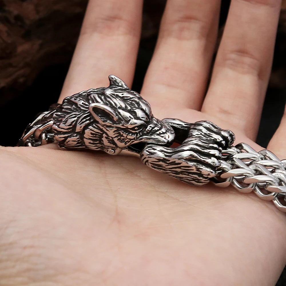 Viking Wolf Head Bracelet
