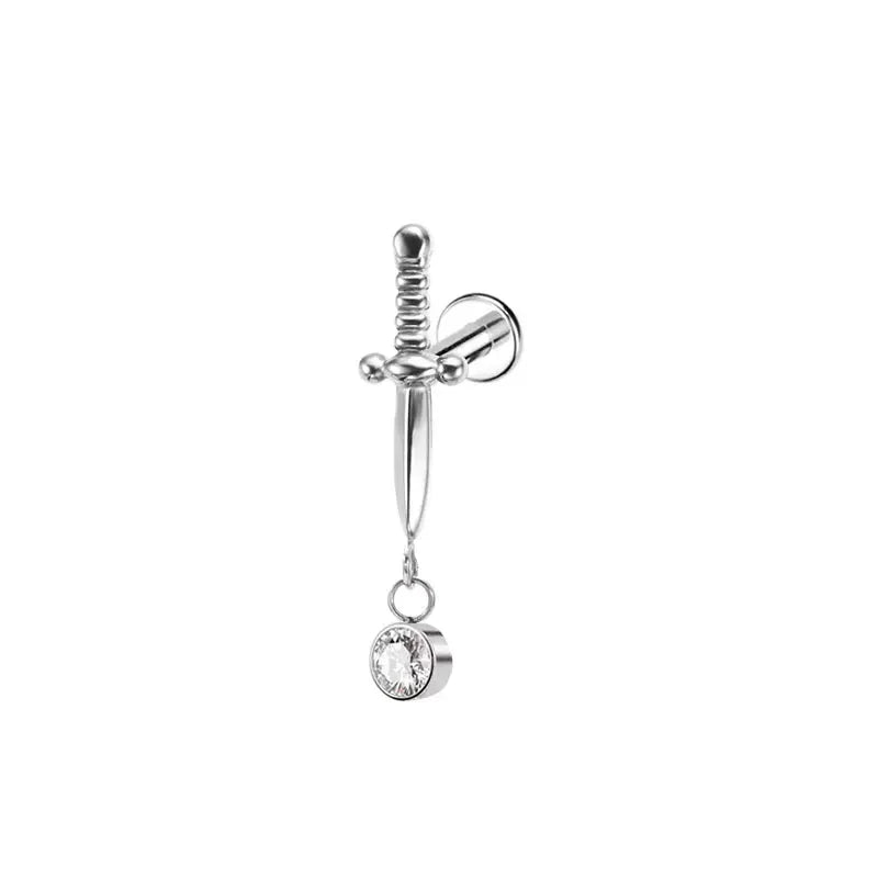 Titanium Gothic Marquise Sword Labret Stud