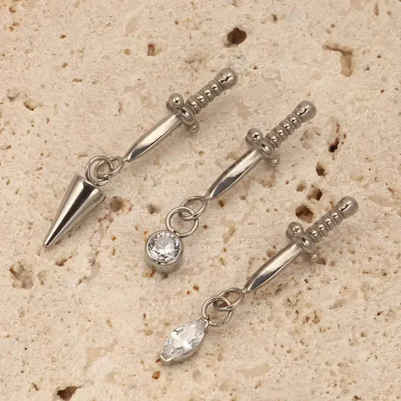 Titanium Gothic Marquise Sword Labret Stud