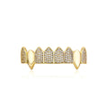 CZ Zircon Glossy Grillz — 6x Gold Plated Hip-Hop Fangs