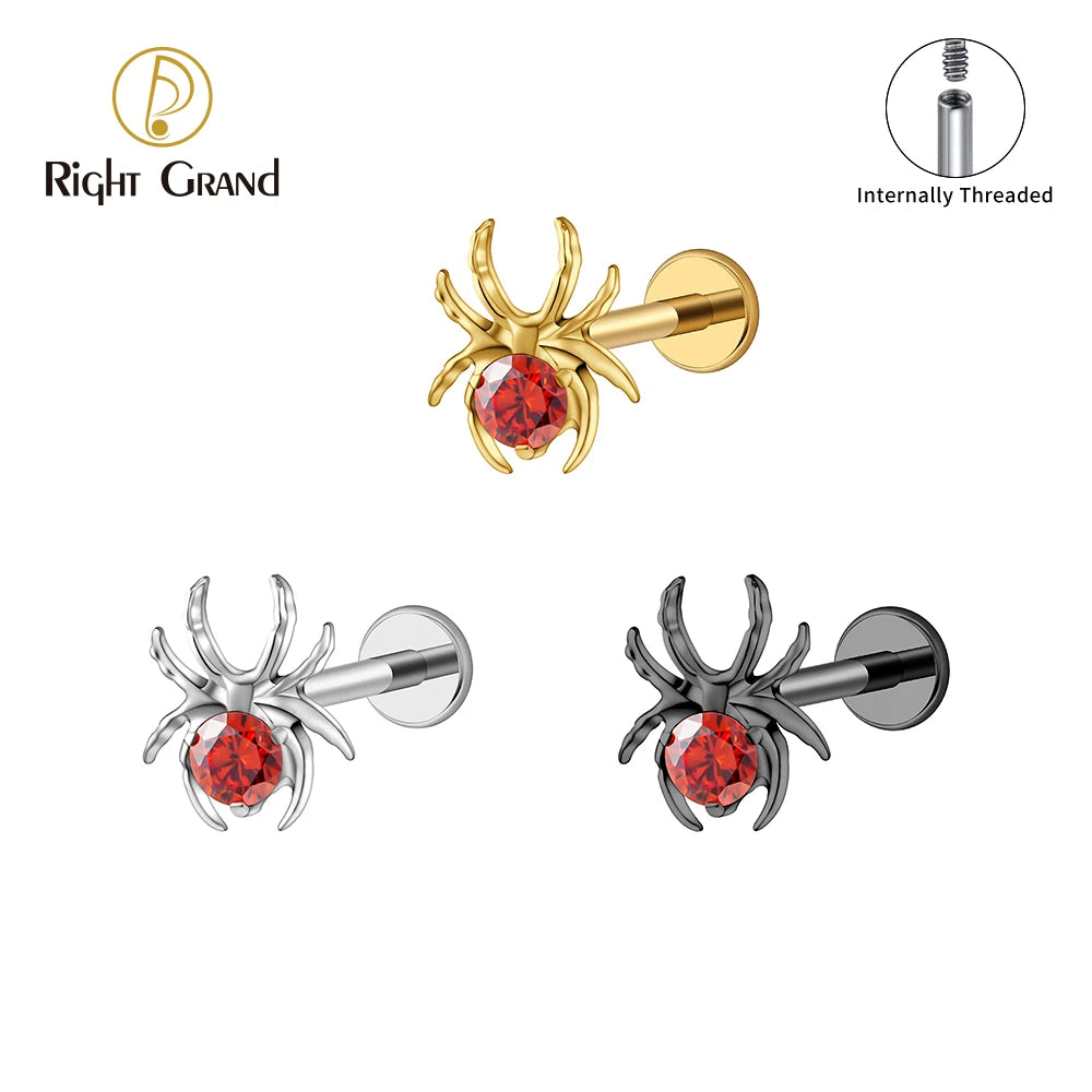 CZ Spider Flatback Cartilage Stud