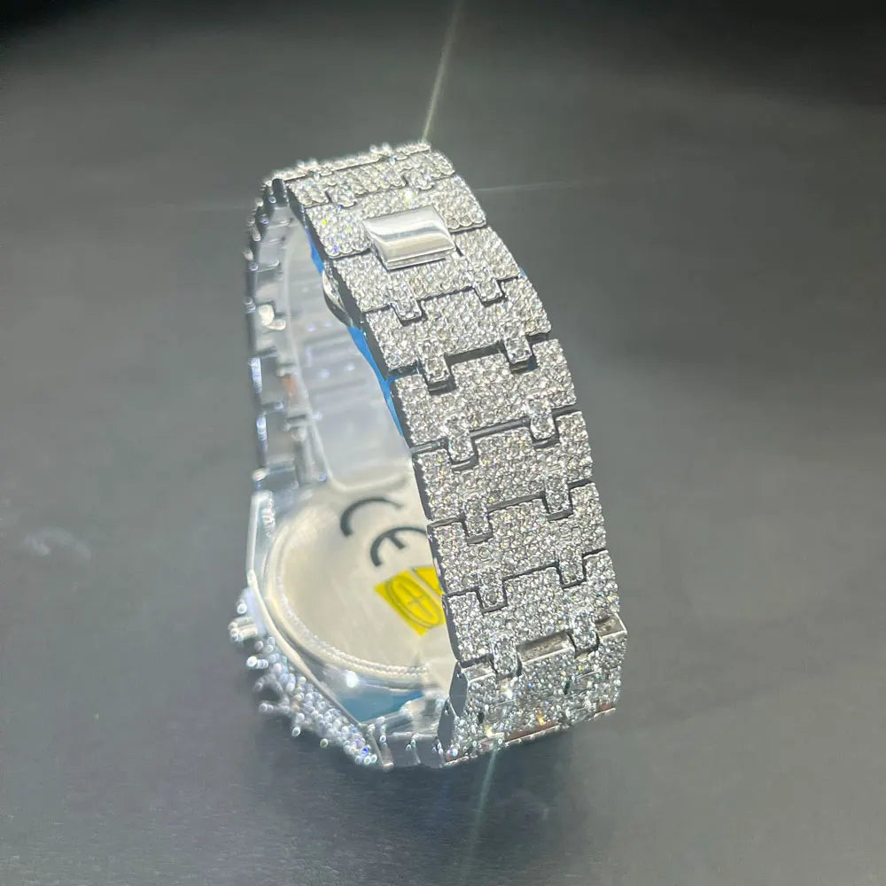 Iced Crown Quartz Watch — Black & Silver
