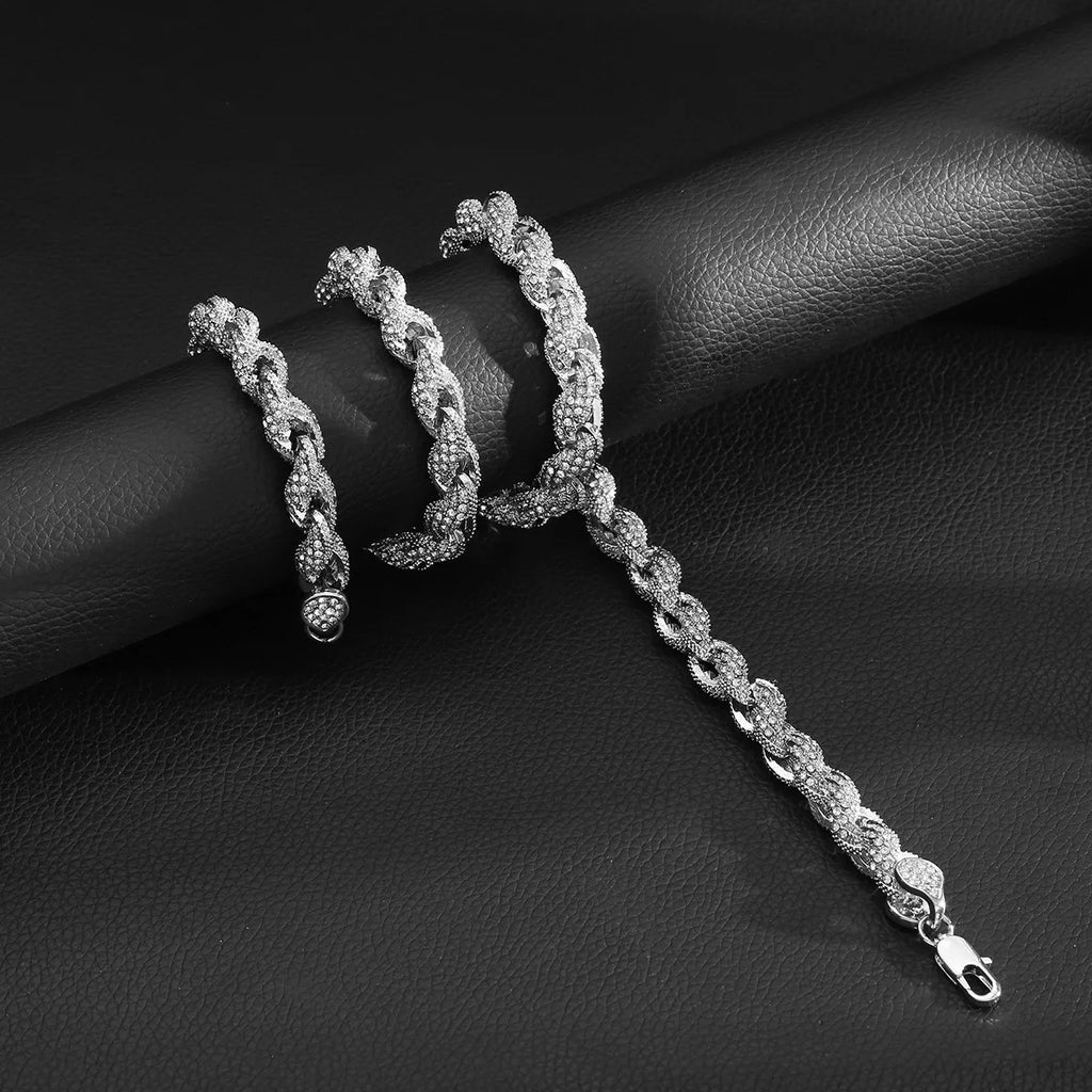 Diamond-Cut Twist Chain Necklace — 10mm Hip-Hop Gold & Silver