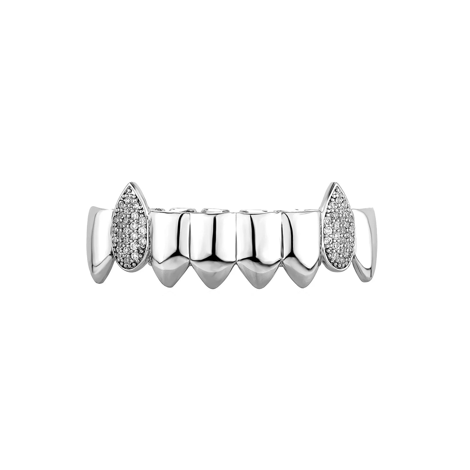 CZ Zircon Glossy Grillz — 6x Gold Plated Hip-Hop Fangs