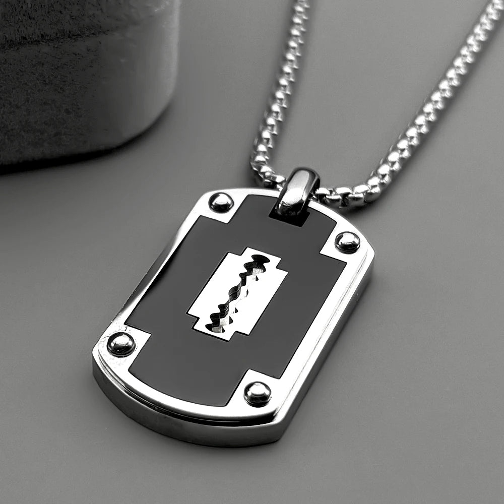 Razor Blade Dog Tag Pendant