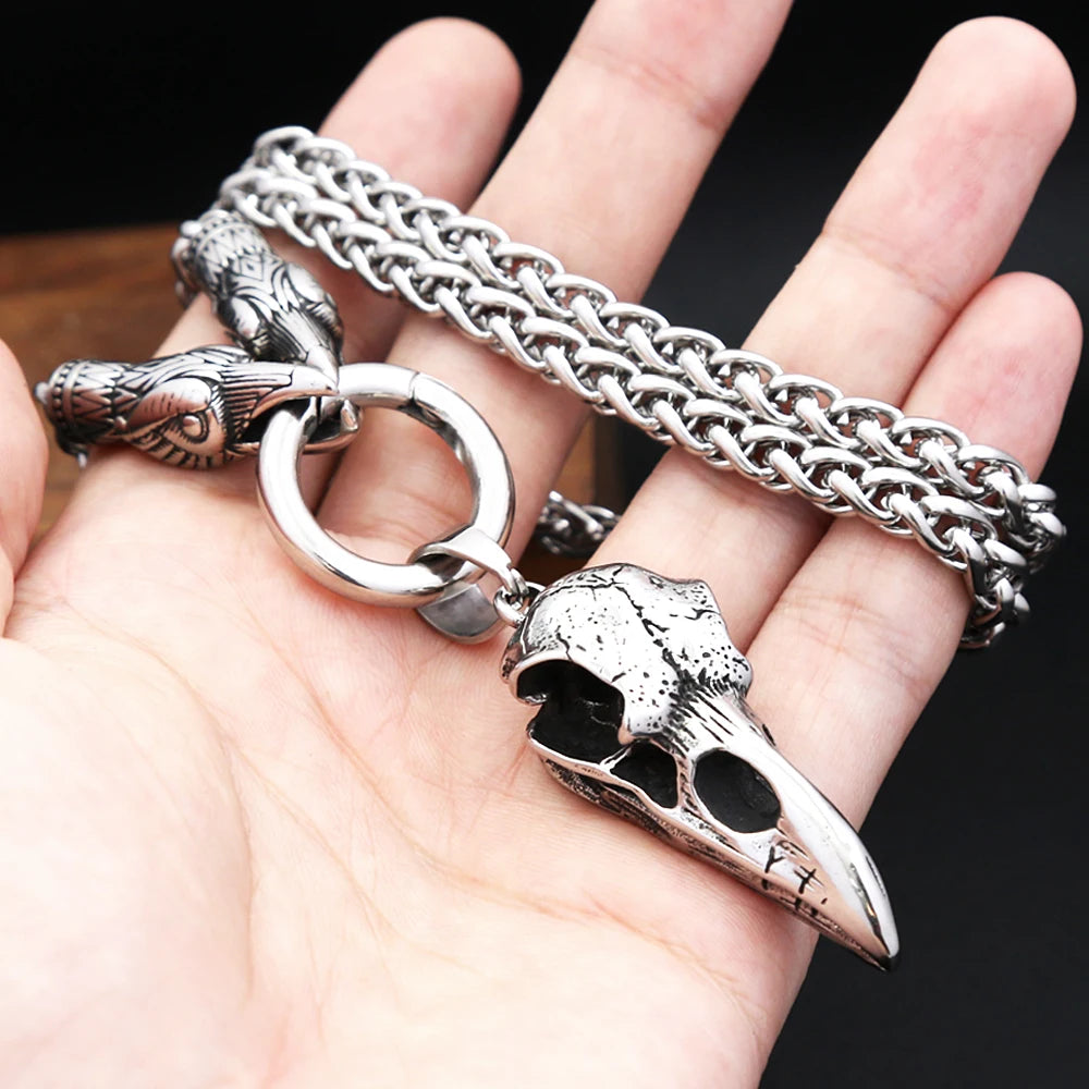 Crow Skull Pendant Necklace