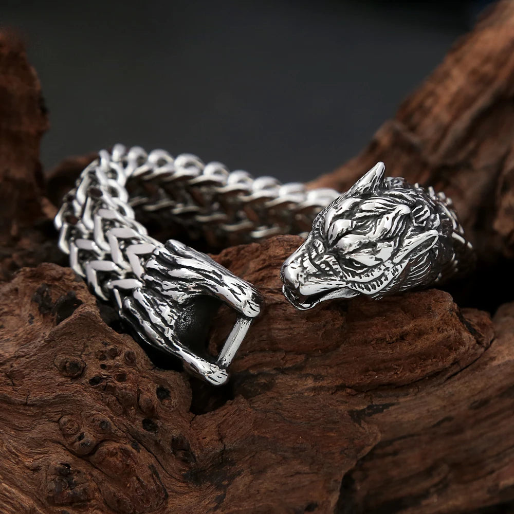 Viking Wolf Head Bracelet