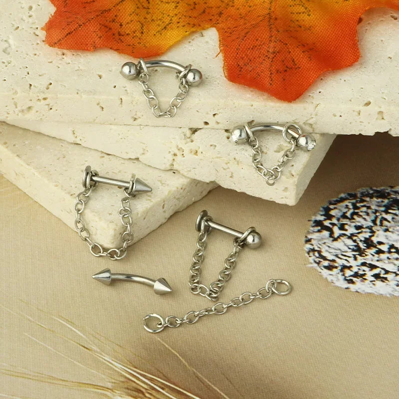 Detachable Chain Lip & Cartilage Stud