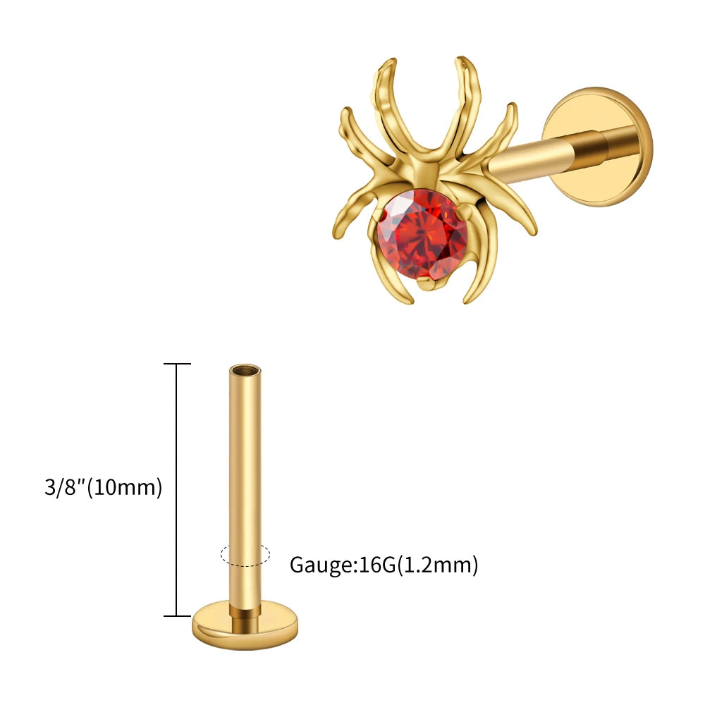 CZ Spider Flatback Cartilage Stud