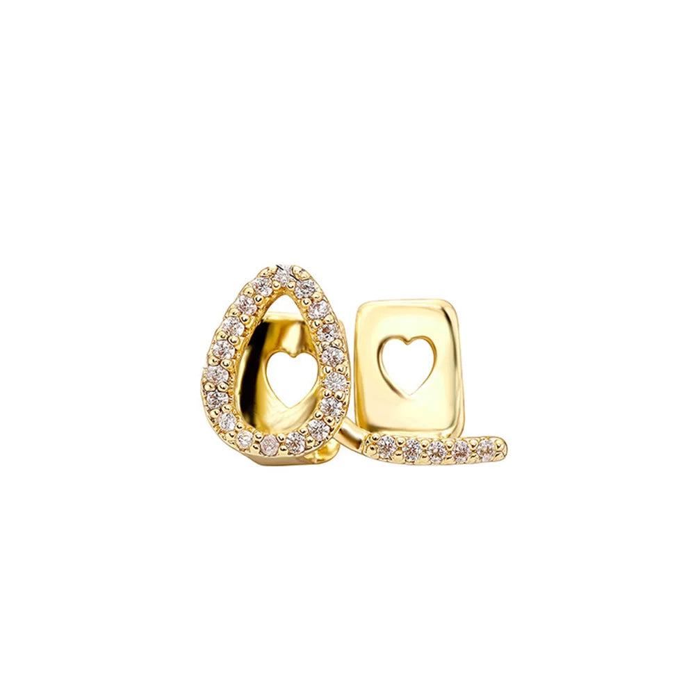 Flame Bar Zircon Grillz — 14K Gold Plated Hip-Hop Tooth Cap