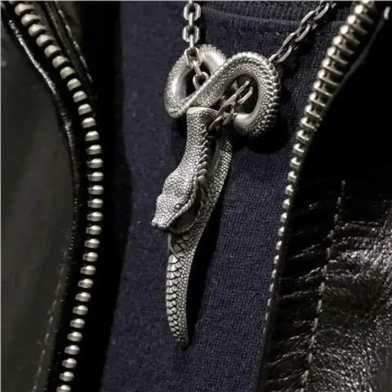 Gothic Serpent Pendant Necklace — Vintage Silver