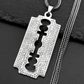 Rhinestone Razor Blade Pendant Necklace