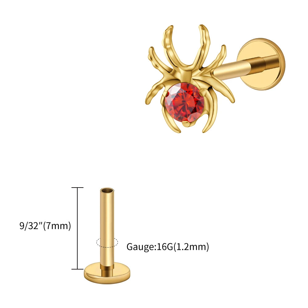 CZ Spider Flatback Cartilage Stud